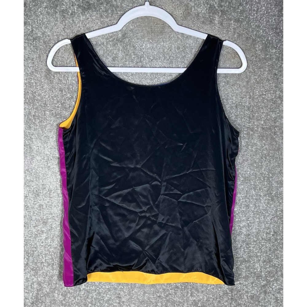 Vintage Gianna Colorblock Tank Top Womens Size Small Black Fuchsia Scoop Neck